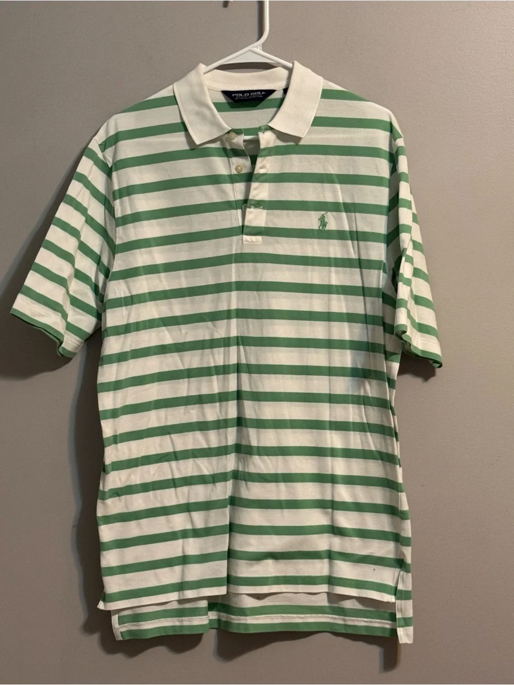 Polo Golf Ralph Lauren Men's M Pima Cotton Green White Striped Polo Shirt